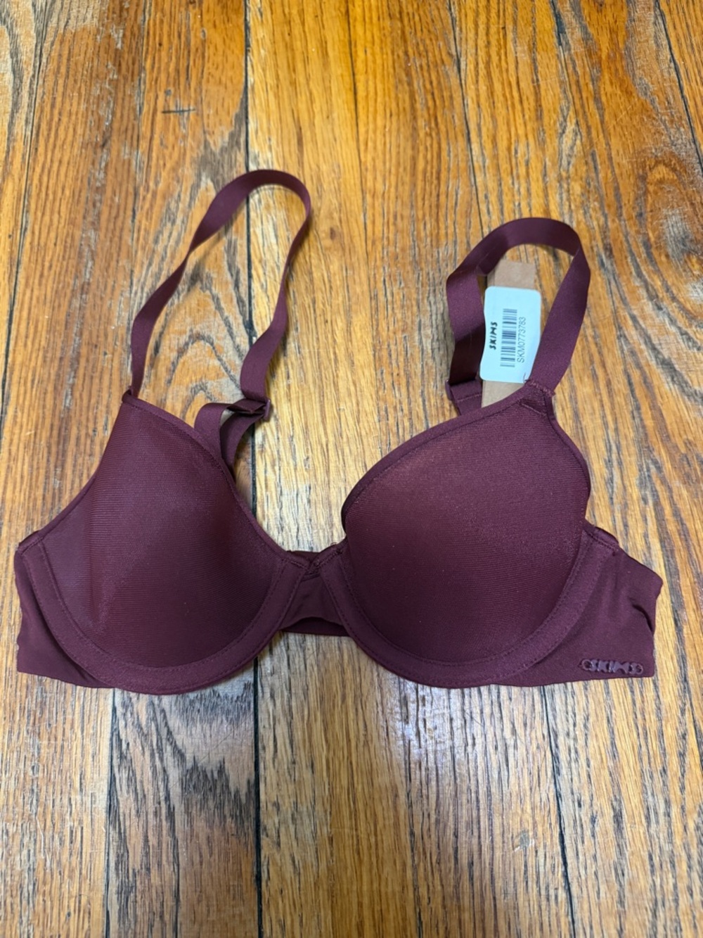 SKIMS Burgundy Underwire T-Shirt Bra